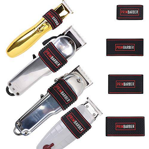 5pcs Barber Clipper bands, Non Slip Barber Clipper bands, Heat Resistance Barber sleeve for Hair clipper, Barber Hair Clipper Holder Tools Clipper bands for Barbers (NO.2+3+4+5+5, Red)