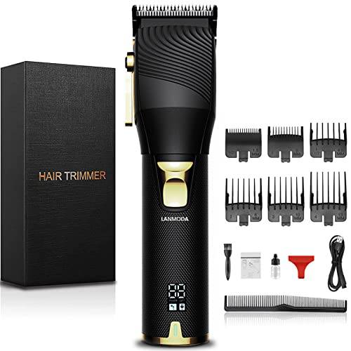 LANMODA Hair Clippers for Men - Barber Clipper Professional Cutting Kit Cordless Hair Trimmer Beard Trimmer Rechargeable LED Display