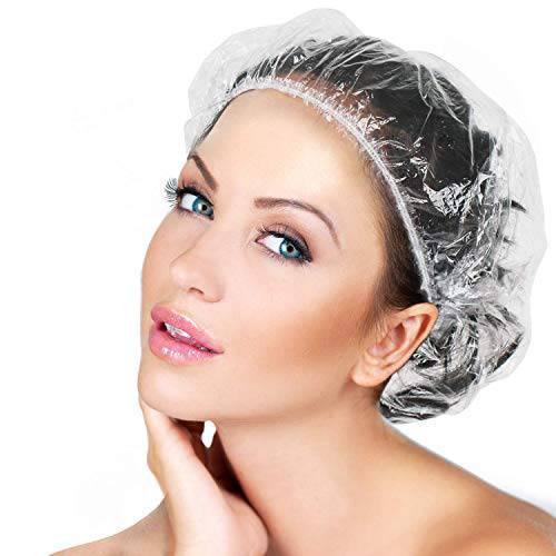 30pcs Disposable Shower Caps - Multi-Purpose Thickening Elastic Bath Cap Plastic Waterproof Clear Shower Cap Bath Shower Caps Women Spa,Men Hair Caps,Home Use,Hotel and Hair Salon, Portable Travel.(Size 46CM)
