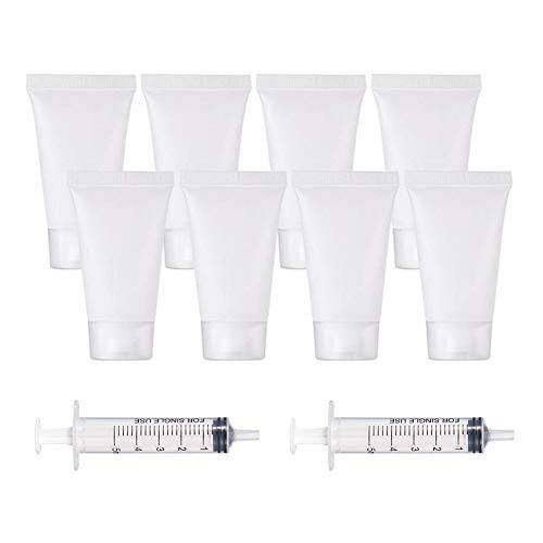 BENECREAT 30 Pack 15ml/0.5oz Clear Empty Tubes with Plastic Syringes Clear Squeezable Cosmetic Containers Refillable Plastic Tubes for Shampoo Facial Cleanser Makeup Sample