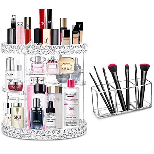 360 Rotating Makeup Organizer Large Perfume Cosmetics Organizer Beauty Organizer Clear Cosmetic Storage Display Case with 7 Layers and Detachable Shelves for Bedroom Dresser or Vanity Countertop