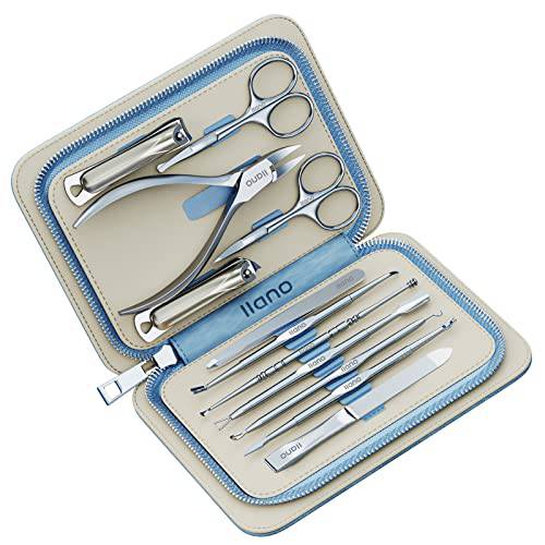 llano 12Pcs Manicure Set, Stainless Steel Nail Clipper Set,Professional Nail Cutter with Travel Case…