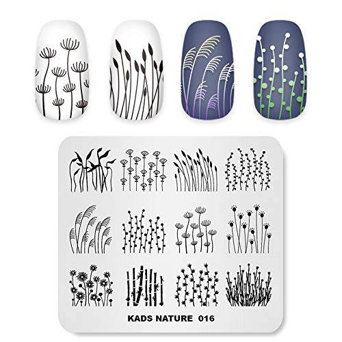 KADS Nail Stamping Plate Dandelion Grass Nature Template Image Design Plates for Nail Art Decoration and DIY Nail Art(NA016)