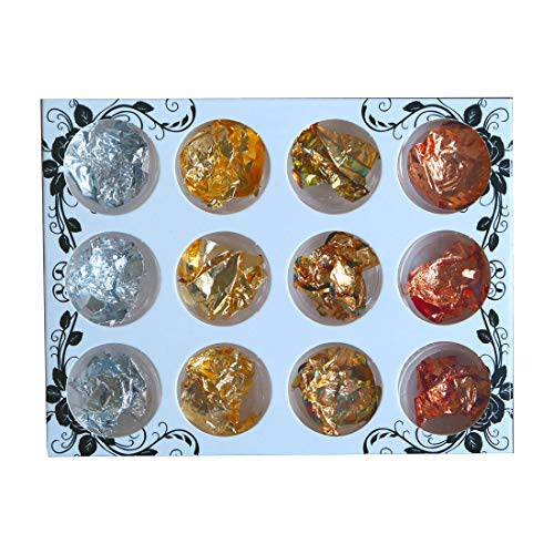 12 pots Gold Silver Copper Nail Foil Paillette Chip Nail Design Glitter Flakes for Acrylic Nail Art Decoration Supplies