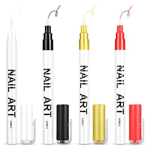 Mcduyant 4 Pieces Nail Polish Pens Nail Art Pen Fine Tip Nail Painting Nail Graffiti Pen for Nail Art Supplies