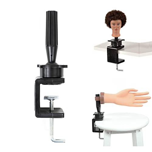 Mannequin Stand Wig Stand Trainning Head Stand Mannequin Head Clamp C-clamp Holder for Fake Hand (Black stand)