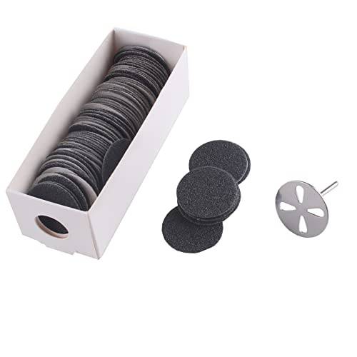 MZCMSL 100pcs Sandpaper Discs and 1pcs Metal Nail Bit,25mm Pedicure Sanding Disc Bit,Electric Foot Files,80 Grit(Coarse)
