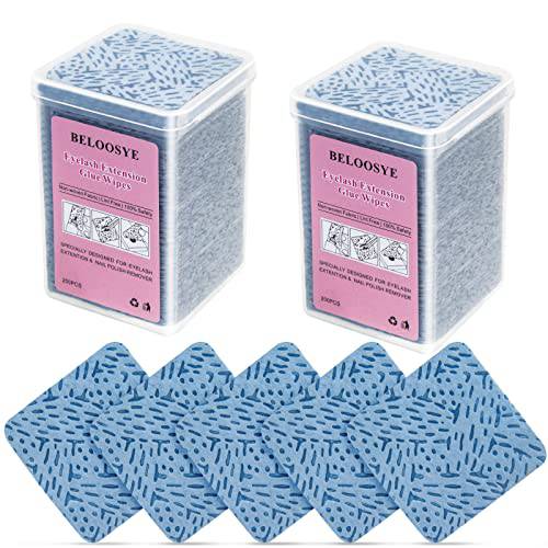 400 PCS Lint Free Nail Wipes, Eyelash Extension Glue Wipes, Super Absorbent Soft Non-woven Fabric Adhesive Lash Glue Wipes, Nail Remover Wipes for Lash Extension Supplies & Nail Polish Bottle(Blue)
