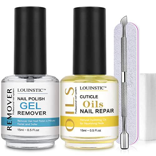 LOUINSTIC Gel Nail Polish Remover - Gel Polish Remover and Cuticle Oil for Nails, 3-5 Minutes Quick Gel Remover for Nails