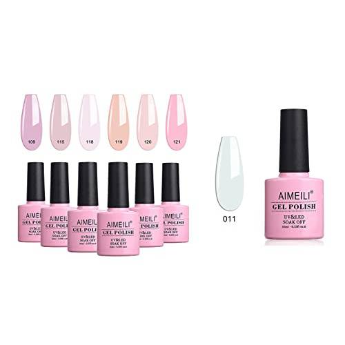 AIMEILI Studio White Arctic White Gel Nail Polish and Nude Pink Color Gel Nail Polish Set