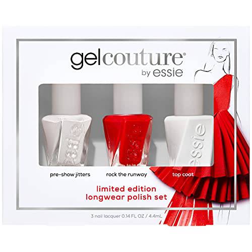 Essie gel couture new limited edition holiday 3 piece mini gift set, featuring longwear nail color best sellers - pre-show jitters, rock the runway, and gel couture top coat, , 1 kit