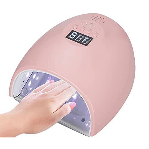 TAKOYI Led Nail Dryer, 48W Wireless Rechargeable Gel Led Light Cordless UV Led Nail Light Curing Nail Lamp for Gel Nails with Lifting Handle Touch Sensor LCD Screen Bigger Space (Pink)