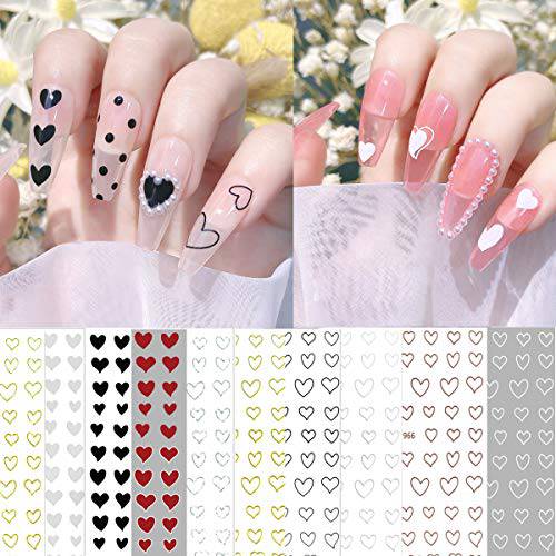 Heart Nail Art Stickers for Mother’s Day Gift,10 Large Sheets 3D Design Nail Decoration Self-Adhesive Nail Stickers Fingernail Decoration for Women Girls