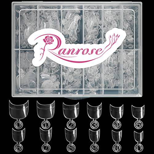 Ranrose 600PCS Clear Short Oval Half Cover Nails Tips Short Round Acrylic Short False Artificial Nail 12 Sizes with Box (Oval)