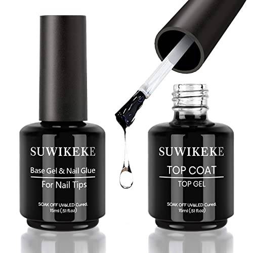 Suwikeke Nail Glue, 6 in 1 Gel Nail Glue for Press on Nails, UV Gel x Nail Glue for Acrylic Nails, Super Strong Nail Glue Gel for Nail Tips Long Lasting