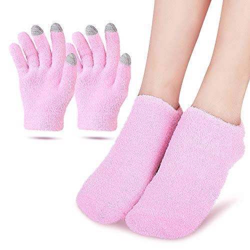 ZEPOHCK Moisturizing Gloves with Touchscreen for Dry Cracked Hands Spa, Gel Lining Infused with Essential Oils and Vitamins Moisten Hands Skin [One Size Fits Women and Men, Pink] (Gloves)