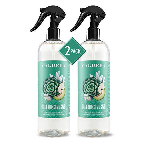 Caldrea Linen and Room Spray Air Freshener, Made with Essential Oils, Plant-Derived and Other Thoughtfully Chosen Ingredients, Pear Blossom Agave Scent, 16 oz, 2 Pack
