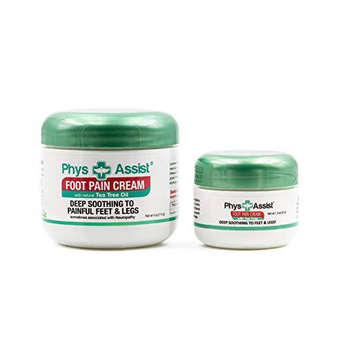 PhysAssist Foot Pain Cream (4 oz jar + 1.5 oz) Soothing to Feet and Legs
