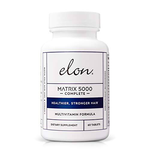 Elon Matrix 5000 Complete Multivitamin, Hair Skin & Nails Vitamin w/Biotin 5000 Mcg & Niacinamide Supplement, Healthy & Stronger Hair, Hair Growth Vitamins - All Hair Types, 60 Day Supply