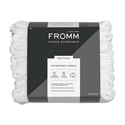 Fromm Softees Microfiber Salon Hair Towels - 16 x 29 - Extra Durable and Absorbent - White, 45048, 10 Count (pack of 1)
