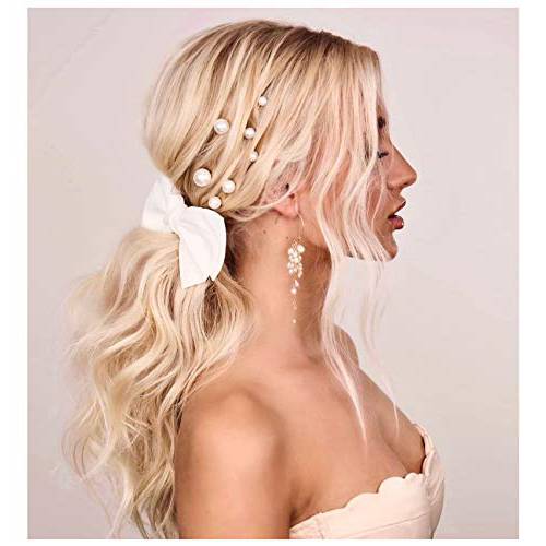 SWEETV 18Pcs Pearl Wedding Hair Pins, Bridal Hair Pins Set Wedding Hair Accessories for Brides