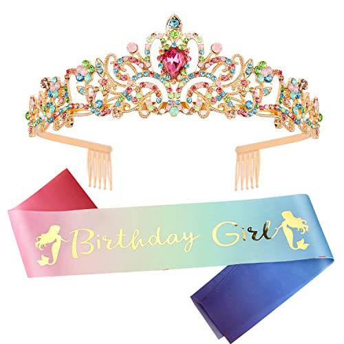Birthday Girl Crown, Birthday Sash for Girls, Tiaras for Girls, Princess Crown Tiara, Birthday Gifts for Girls, Happy Birthday Tiara Headband for Girls, Birthday Accessories, Birthday Party Favors