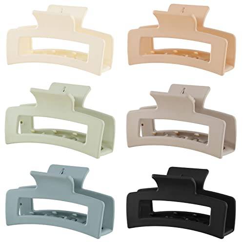 6 Pack Square Claw Clips, Hair Claw Clips for Women Girls, 3.5 Medium Non-slip Hair Clips, Rectangular Claw Hair Clips, Matte Hair Claws Strong Hair Styling Accessories Jumbo Claw Clip for Thin Hair…