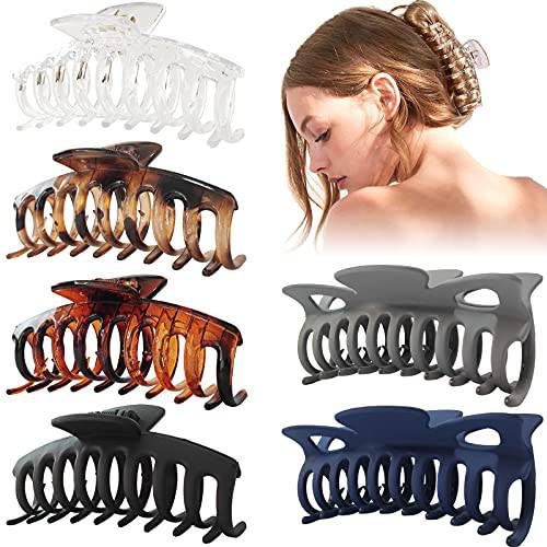 LILIEBE 4.8” Extra Large Hair Claw Clips for Long Thick Hair, Strong Hold Big Banana Clips Hair for Women and Girls, Nonslip Jaw Clips for Thin hair, Jumbo Hair Styling Accessories, 6 PCS (Chic)…