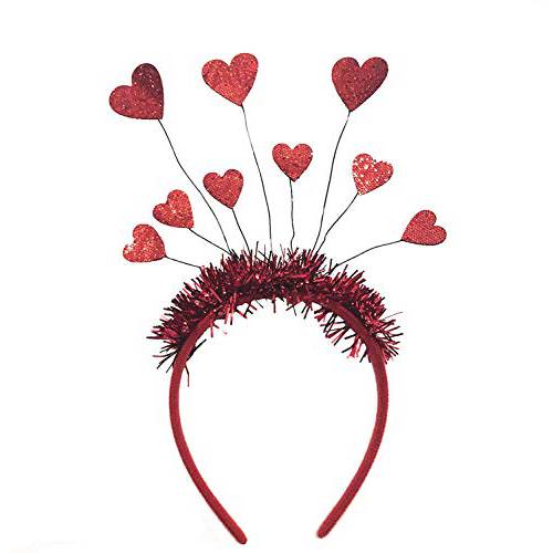Valentine’s Day Heart Headband Hair Band Red Hearts Boppers Hairband for Valentine Party Wedding Props