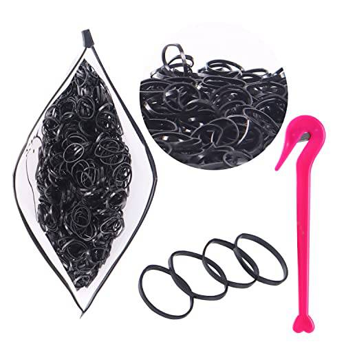 Black Hair Elastic Bands, 1200pcs Disposable Non-slip Rubber Hair Bands, MAZBFF Ponytail Holders Hair Styling Accessories Tools Soft Hair Elastics Ties Bands