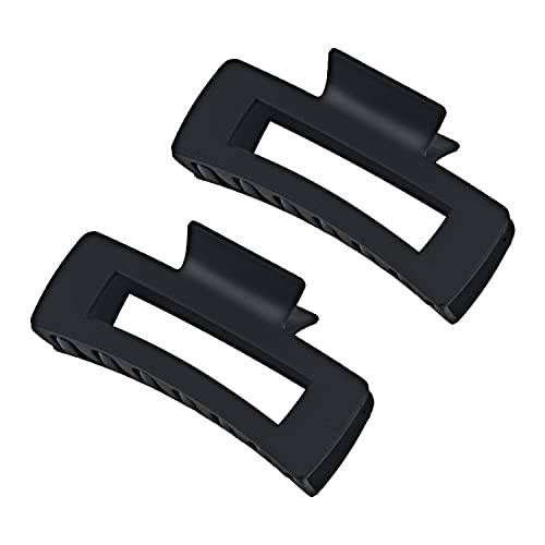 Black Hair Claw Clips Large Hair Clips for Women Girls, 4.2’’ Matte Rectangle Hair Clips for Thick Hair, Nonslip Hair Cutcher Jaw Clips Hair Clamps for Thick Hair and Thin Hair, 2 Packs