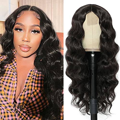 Body Wave Lace Front Wig Synthetic Wavy Wigs for Black Women 24 inch Long Wavy Black Wig Synthetic Hair Wigs Natural Color,6