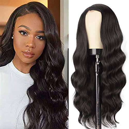 Long Black Wavy Wigs for Women Side Part Black Wig Natural Looking Synthetic Heat Resistant Fiber Wigs Hair for Daily Party Use (2)