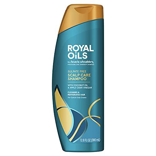 Head & Shoulders Royal Oils Sulfate-Free Scalp Care Anti-Dandruff Shampoo for Natural, Curly, and Coily Hair, with Coconut Oil and Apple Cider Vinegar, Paraben Free, 12.8 Fl Oz
