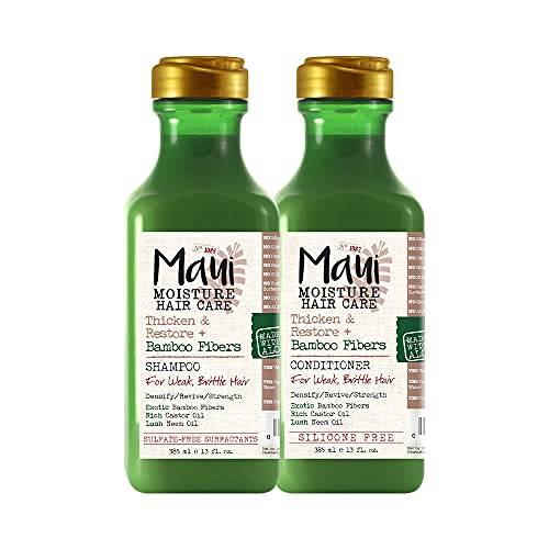 Maui Moisture Thicken & Restore + Bamboo Fibers Strengthening Shampoo to Soften Transitioning with Thicken & Restore + Bamboo Fibers Strengthening Conditioner to Soften Transitioning