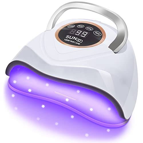 HOLDRUBY UV LED Nail Lamp 180W Fast Nail Dryer for Gel Polish with 48 Lamp Beads 4 Times UV Nail Light Large Space Curing Lamps for Home Salon(White)