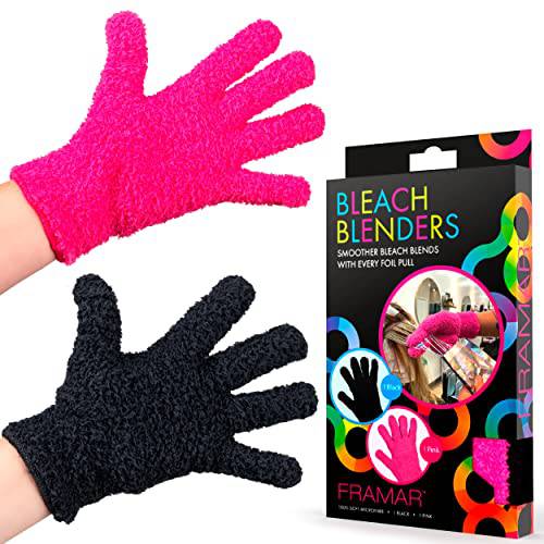 FRAMAR Bleach Blender Microfiber Gloves – Hair Dye Gloves, Pink Gloves For Hair Salon Supplies, Fuzzy Gloves, Reusable Gloves For Cleaning, Microfiber Mitt For Hairstylist Supplies, Hair Color Gloves