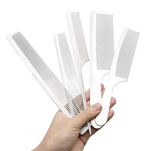 5Type Stainless Steel Barber Comb Hair Cutting Anti-Stati Comb and Fine Cutting Comb for Women Hair Styling Cutting Aluminum Metal Hair Comb