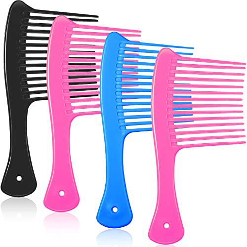 4 Pieces Wide Tooth Combs, Detangling Comb Big Comb Jumbo Rake Comb Wide Tooth Comb for for Thick Long Hair and Curly Hair, Mixed Colors