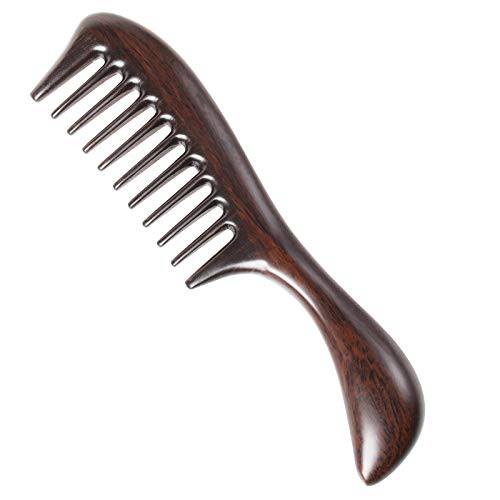 Onedor Handmade 100% Natural Black Sandalwood Hair Combs - Anti-Static Sandalwood Scent Natural Hair Detangler Wooden Comb (Fine Tooth)