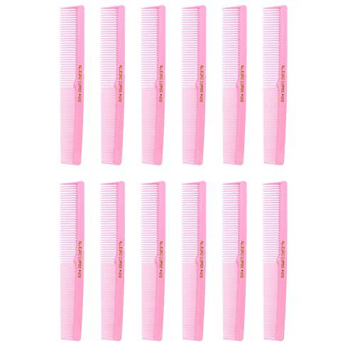 Allegro Combs 420 Hair combs Barber Comb Set Hair Cutting Pocket Styling Combs for Hair Stylist Wide And Fine Set 12 pk. (Fresh Pink)