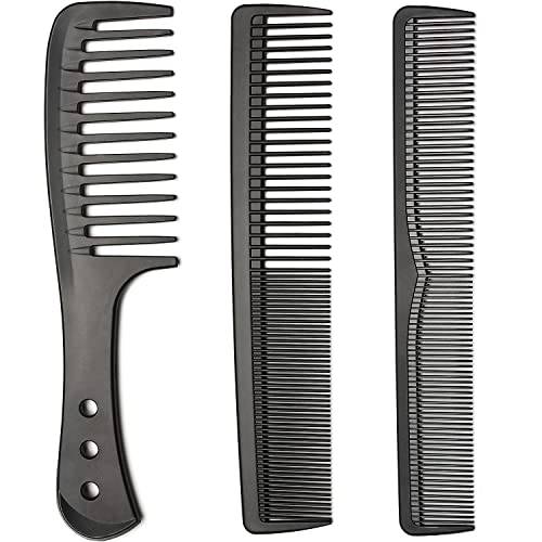 Limko Carbon Fiber Hair Combs Set Anti Static Styling Grooming Comb Heat Resistant Hairdressing Comb (Black(3 Pack))