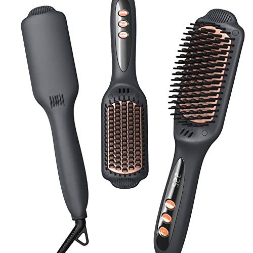 LANDOT Hair Straightener Brush Negative Ion Heated Straightening Brush for Smooth, Frizz-Free Hair