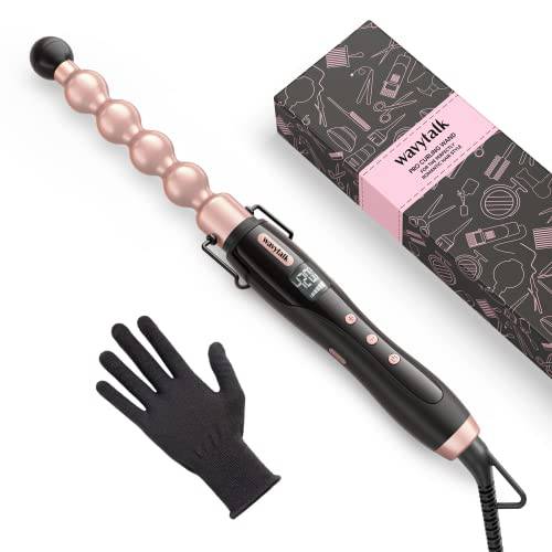 Wavytalk Bubble Wand Curling Iron, Ceramic Curling Wand, 1 Inch Bubble Curling Wand for Short & Long Hair, Spiral Curling Wand with Adjustable Temp, Dual Voltage, Include Heat Resistant Glove