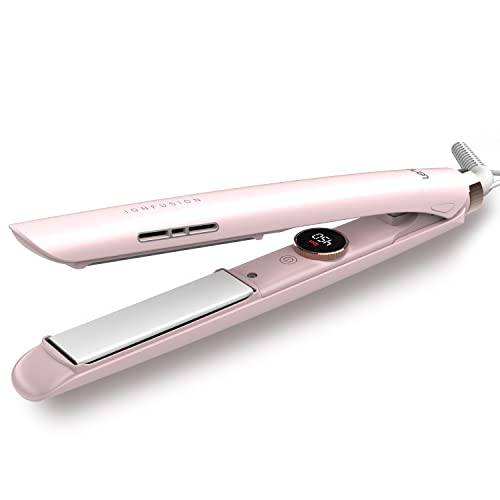 LENA Ionic Flat Iron | Ceramic Hair Straightener | 1 Professional Styling Tools for Straightening and Curling, Extra Ion Care, Max 450 F, Dual Voltage, Pink