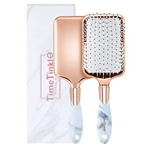 TimeTinkle Paddle Hair Brush for Women, Marble with Rose Gold Hairbrush for Detangling, Blow Drying & Smoothing Hair