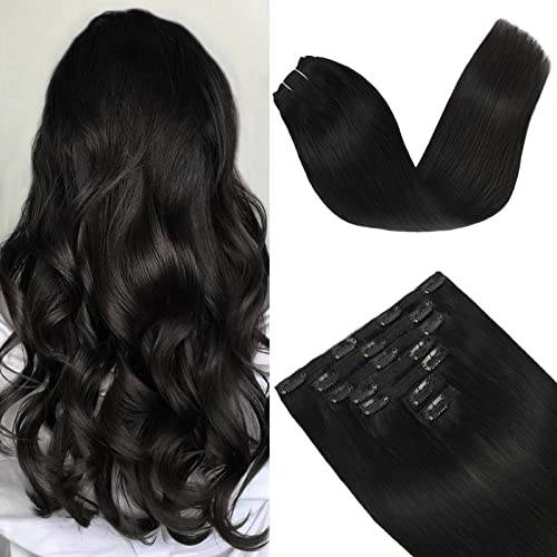 Neitsi 7Pcs Clip In Hair Extensions Real Human Hair,12inch 60g Remy Real Hair Extensions Clip In Human Hair Clip In Extensions,Seamless Natural Hair Extensions Clip Ins for Women（Black Brown）