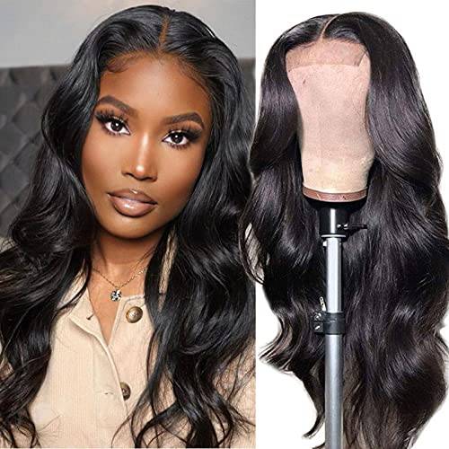 AISI QUEENS 5x5 HD Lace Closure Wigs Human Hair Body Wave 150% Density Brazilian Human Hair Wigs For Black Women Natural Color (18inch, 150% Density Body Wave)