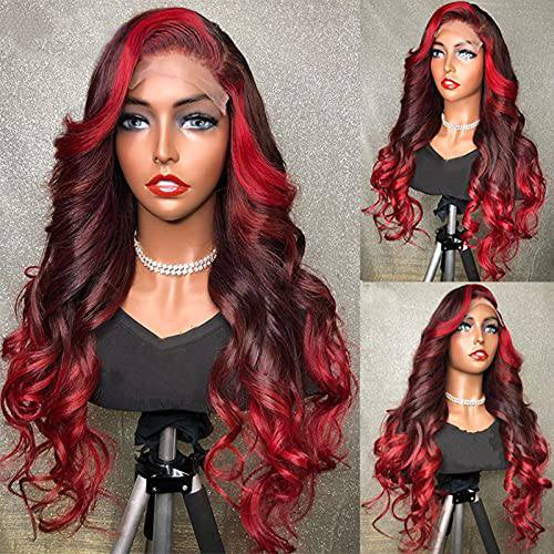 YMS Ombre Red Human Hair Wigs for Black Women 150% Density HD Lace Front Wigs Human Hair Pre Plucked 100% Glueless Wigs Human Hair Pre Plucked(20 inch,13x4 Lace Front Wig)