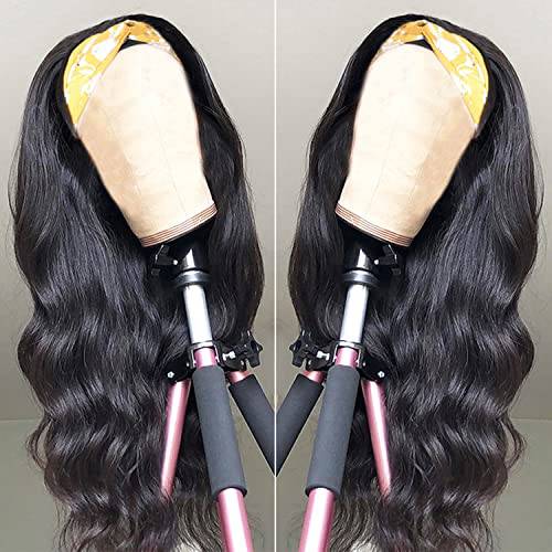 Angelwing Headband Wigs Human Hair Body Wave 22 Inch Brazilian Virgin Hair for Black Women Glueless None Lace Front Wig Headband Wig 150% Density Wigs Natural Color